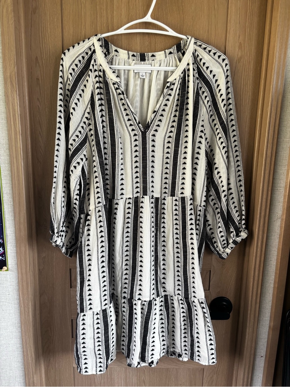 Evereve Smock Tiered Dress Size L Southwestern Puff Sleeve Boho